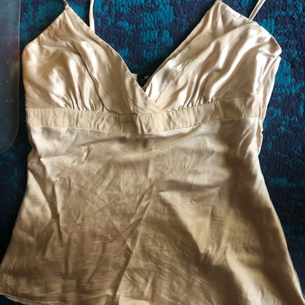 Bebe beige silk blouse tank top